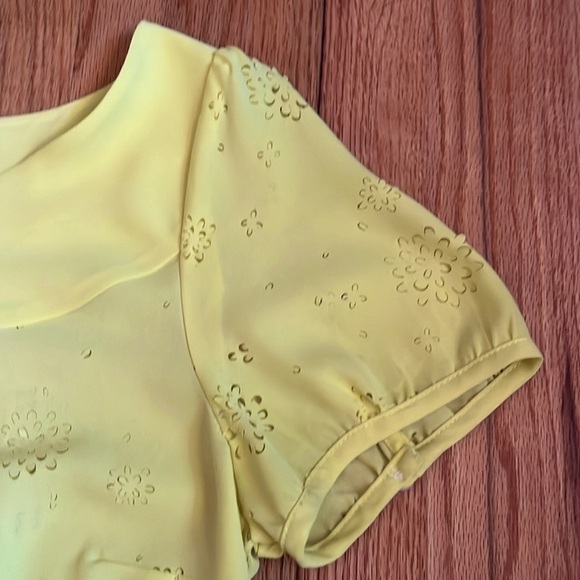 Anthropologie Vanessa Virginia Fieldbloom Peasant Blouse Yellow; Size 4 - Picture 4 of 8